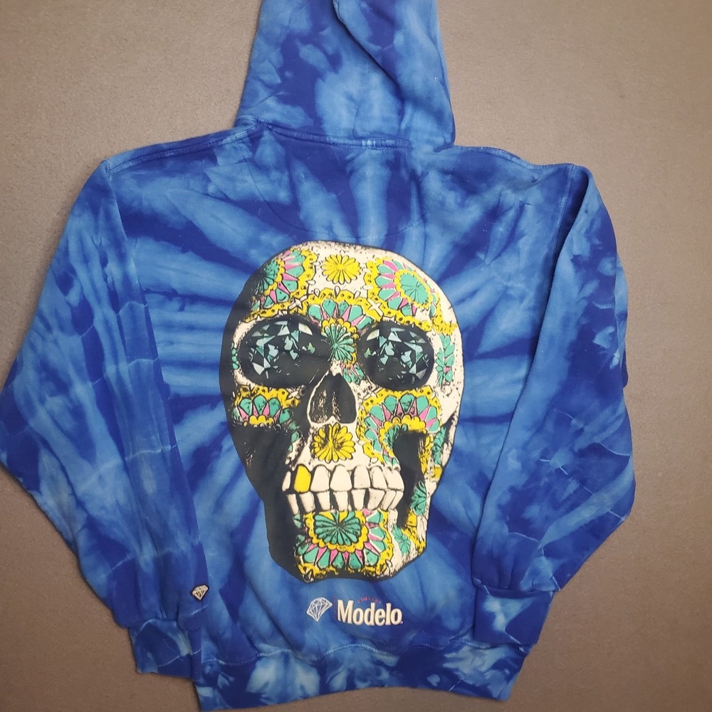 Diamond Supply Co x Modelo Tie Dye Skull Pullover Hooded Sweatshirt Size S